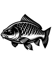 Fototapeta na wymiar Carp SVG, Carp Fish SVG, Carp Fishing, Lake Fishing, Carp Clipart, Carp Silhouette, Carp Cut file for Cricut, PNG, PDF, JPG