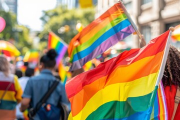 In the midst of the bustling crowd, individuals waved the gay pride flag with pride