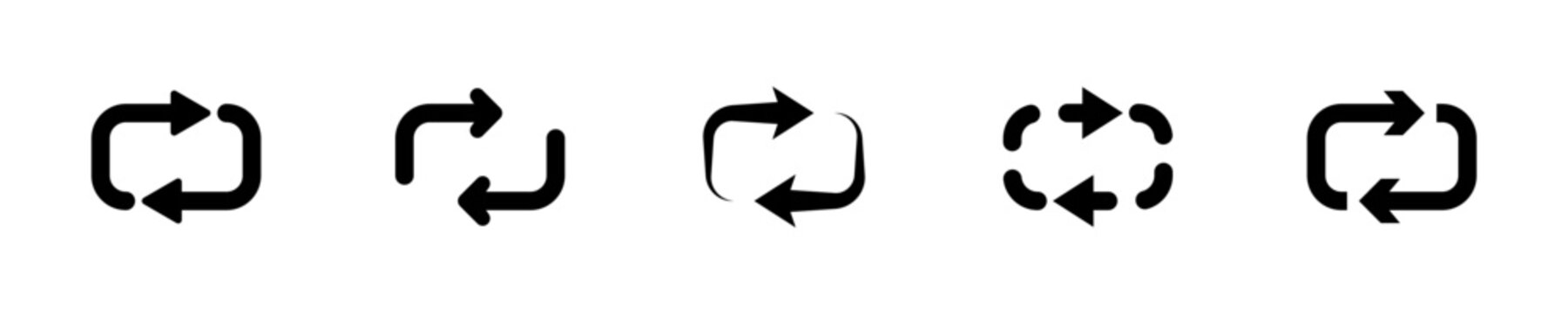 Set of repeat vector symbols. Repetition arrow icon. Sync or rerun sign. Vector 10 Eps.