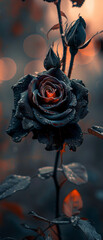 Black Rose with Heart of Fire