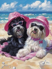 Happy Havanese Dogs on a Day Trip to the Beach