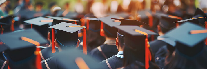backside graduation hats during commencement success graduates of the university, Concept education congratulation. Graduation Ceremony ,Congratulated the graduates in University during commencement.