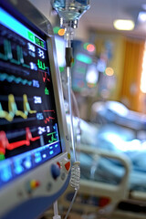 Heart beat on hospital monitor - obrazy, fototapety, plakaty