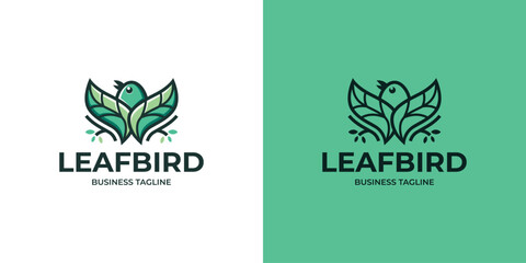 nature bird leaf logo vector