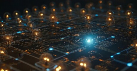 Communication network of urban city. Smart city. Internet of Things IoT wireless network and technology at night with light line