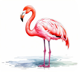 Watercolor Flamingo illustration isolated on white background