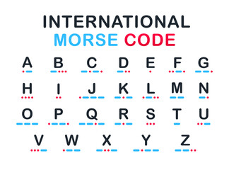 International Morse code. Set of letters, alphabet and Morse Code for Learning. Vector illustration - obrazy, fototapety, plakaty