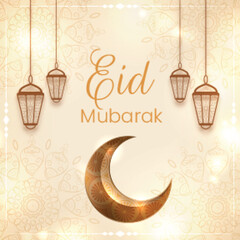 Beautiful Eid Mubarak background design. crescent moon eid mubarak festival greeting design