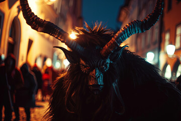 Krampuslauf, the traditional parade of devils in the streets of Schladming town, Austria