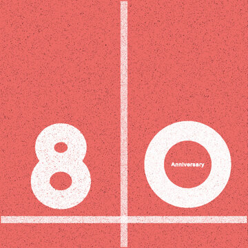 Printsimple graphic design 80, 80th  flat 2d vector representation of a running track. of a running track with the number &ldquo;80&rdquo; painted on it in bold white text. the track appears to be red with white