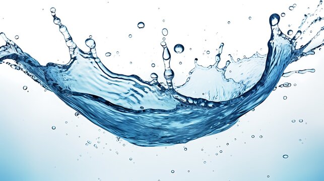 Blue water splash isolated on white background AI generated