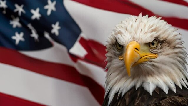 Bald Eagle and American flag 