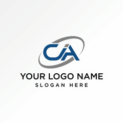 Logo design graphic concept creative premium vector stock initial CIA or CJA font line connected ellipse swoosh. Related typography monogram branding