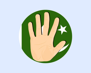 Obraz premium Pakistan flag with hand stop sign, protest and human rights idea