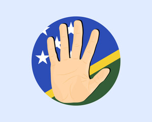 Solomon Island flag with hand stop sign, protest and human rights idea