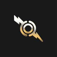 letter O logo with lightning shape on a black background