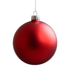 One red ornament Christmas tree no shadow, Isolated on transparent PNG background, Generative ai