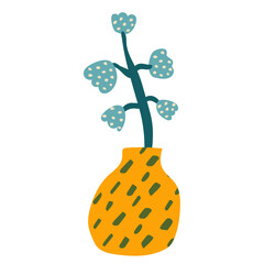 hand drawn lily of the valley flower in a vase on a white background. Elements for logo, business card, booklet