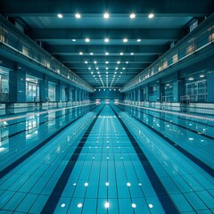 The pool glistened under the bright sun, its crystal-clear water beckoning swimmers to test their skills and push their limits.