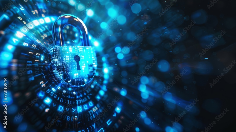 Poster concept of protecting personal information and ensuring online privacy through robust cybersecurity 