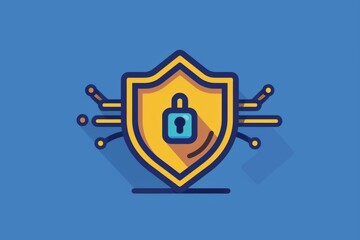 Blue line design cyber security icon. Cybersecurity, information technology, tech, IT security vector graphics. Editable stroke for cyber security icon.