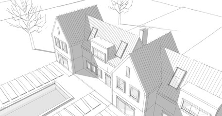 Fototapeta premium residential architecture townhouse 3D illustration