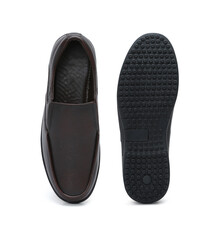 grain leather slip on shoes isolated on white background