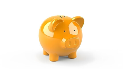 Yellow piggy bank isolated on white background