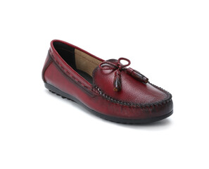 flat sole womens loafers with tassel isolated i=on white background