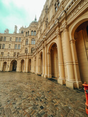 Photo of landscape and architecture of Schwerin Castle in Schwerin, northern Germany, Mecklenburg-Vorpommern