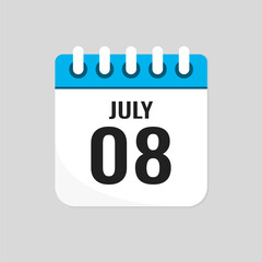Icon page calendar day - 8 July