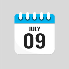 Icon page calendar day - 9 July