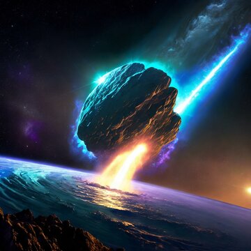 Giants asteroid crashing into the earth. 