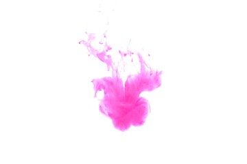 Pink color dye melt on white background,Abstract smoke pattern,Colored liquid dye,Splash paint
