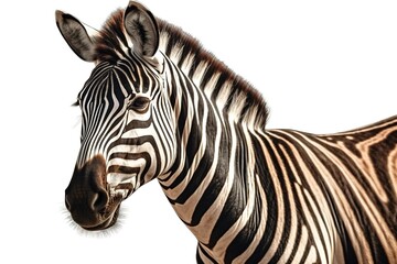 Fototapeta na wymiar Zebra Close-up on White