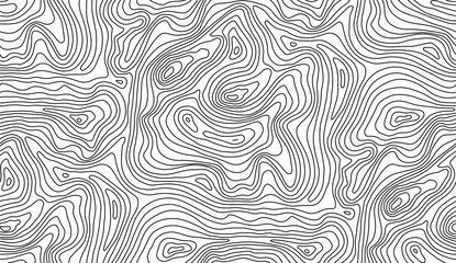 Seamless topographic map texture. Line topography map contour background, geographic grid. Mountain hiking trail over terrain. - 773115555