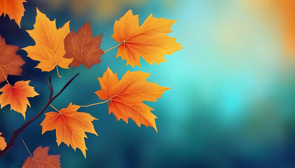 Naklejka na ściany i meble Beautiful colorful original background images of autumn nature with orange leaves for creative work, design, wallpaper. 