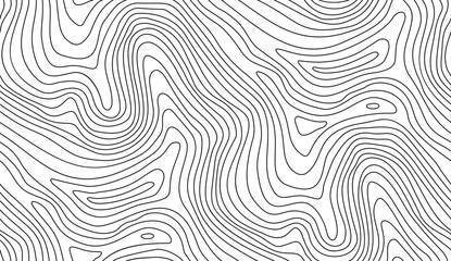 Seamless topographic map texture. Line topography map contour background, geographic grid. Mountain hiking trail over terrain. - 773115768