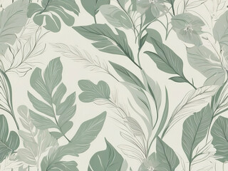 Seamless floral pattern with flowers and leaves in pastel colors