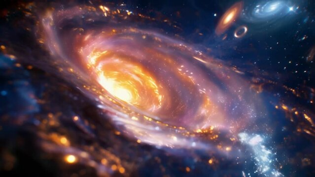 A cosmic explosion followed by a colorful swirl of galaxies symbolizing the endless cycle of creation and destruction in the universe.