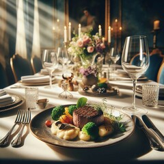 Fototapeta premium Expérience gastronomique raffinée dans un restaurant étoilé