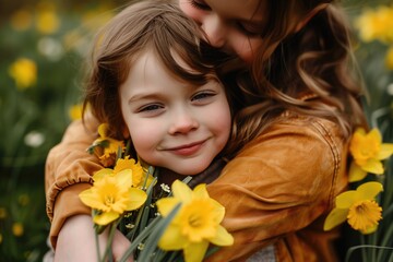 Naklejka premium Mother and her family's kid happy moment