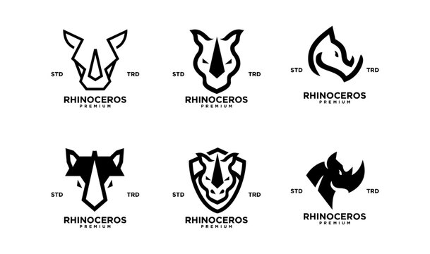 Simple rhino Head logo design with unique concept