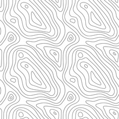 Seamless topographic map texture. Line topography map contour background, geographic grid. Mountain hiking trail over terrain. - 773116965