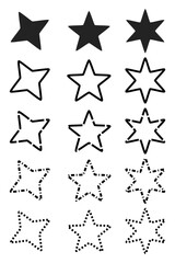 set of stars shape line dot vector collection 