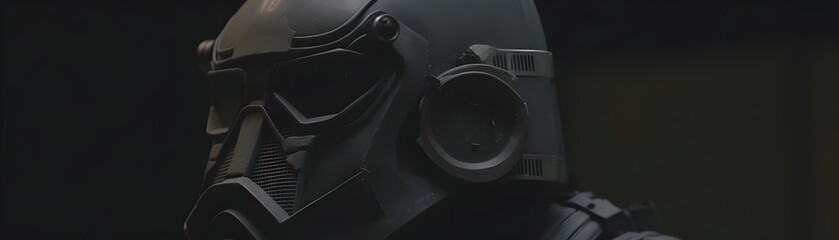 Menacing Martian Invader Helmet - Futuristic Dark Sci-Fi Armor Concept Art