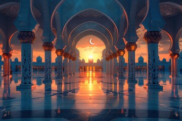 Mosque at the most beautiful time of the day - obrazy, fototapety, plakaty