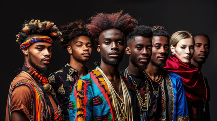 A collection of men with dreadlocks standing closely next to each other