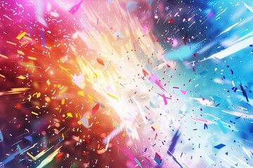 Abstract colorful light explosion with particles - obrazy, fototapety, plakaty