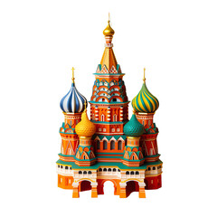 A Simple St Basils Cathedral toy no details, Isolated on transparent PNG background, Generative ai